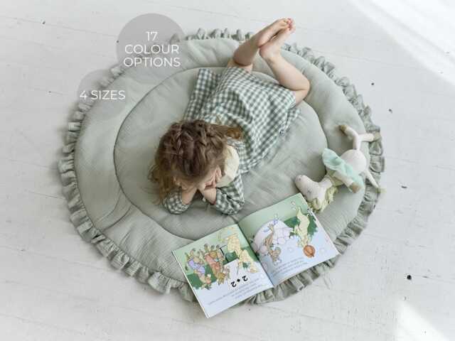 Sage Green Play Mat, Baby Gifts, Mat For Newborns, Play Rug, Round Mat, Nursery Floor Infant Activity - image 1
