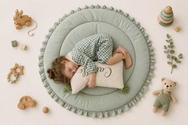 Sage Green Play Mat, Baby Gifts, Mat For Newborns, Play Rug, Round Mat, Nursery Floor Infant Activity