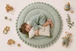 Sage Green Play Mat, Baby Gifts, Mat For Newborns, Play Rug, Round Mat, Nursery Floor Infant Activity - thumbnail 1