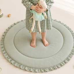 Sage Green Play Mat, Baby Gifts, Mat For Newborns, Play Rug, Round Mat, Nursery Floor Infant Activity - thumbnail 3