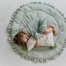 Sage Green Play Mat, Baby Gifts, Mat For Newborns, Play Rug, Round Mat, Nursery Floor Infant Activity - thumbnail 2