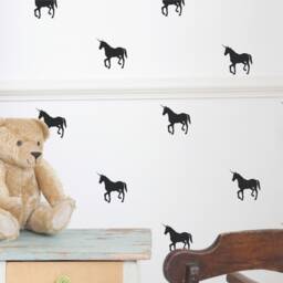 Unicorns - Vinyl Wall Decals Mythical Animal Stickers 8cm - 3.1 Inch Whimsical Fairy Tale Baby Magical Girls Nursery Kids Room D??cor - thumbnail 3