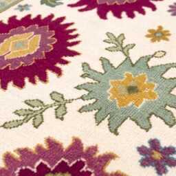 Hand-Knotted Wool Oushak Rug, Floral Design, Teal Pink Berry Bliss - 12x15 Ft - thumbnail 2
