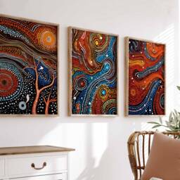 Aboriginal Set Of 3 Prints, Cultural Wall Art, Indigenous Poster Set, Anoriginal Decor, Australian Travel Art Print - thumbnail 2