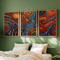 Aboriginal Set Of 3 Prints, Cultural Wall Art, Indigenous Poster Set, Anoriginal Decor, Australian Travel Art Print - thumbnail 3
