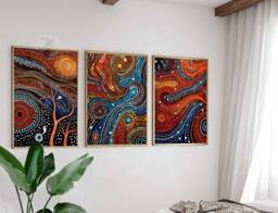 Aboriginal Set Of 3 Prints, Cultural Wall Art, Indigenous Poster Set, Anoriginal Decor, Australian Travel Art Print - thumbnail 1