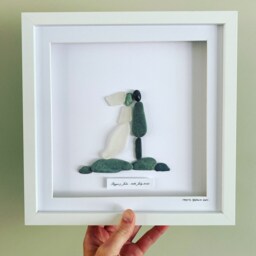 Personalised Sea Glass Wedding Wall Art - Framed Pebble Picture Handmade in Cornwall - thumbnail 2