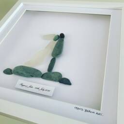 Personalised Sea Glass Wedding Wall Art - Framed Pebble Picture Handmade in Cornwall - thumbnail 3
