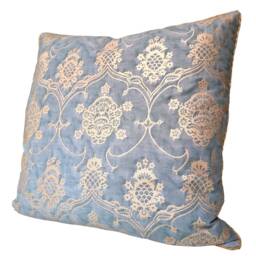 Fortuny Veronese in Blue & Silvery Gold Throw Pillow Cushion Cover - Made Italy - thumbnail 4