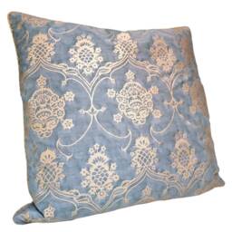 Fortuny Veronese in Blue & Silvery Gold Throw Pillow Cushion Cover - Made Italy - thumbnail 3