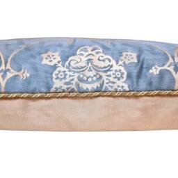 Fortuny Veronese in Blue & Silvery Gold Throw Pillow Cushion Cover - Made Italy - thumbnail 2
