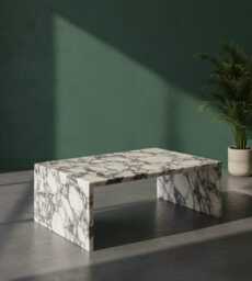 Handmade Calacatta Marble Coffee Table, Modern Minimalist Living Room Furniture - thumbnail 1