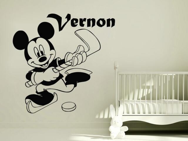Wall Decals Custom Personalized Name Decal Mouse Hockey Game Vinyl Sticker Boy Bedroom Nursery Baby Room Children Playroom Home Decor Ms621 - image 1