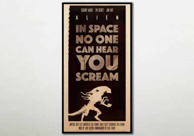 Large Wood Wall Art Alternative Alien Poster, Fanart Cinema Poster On For Movie Lover, Extra Large Film - image 1