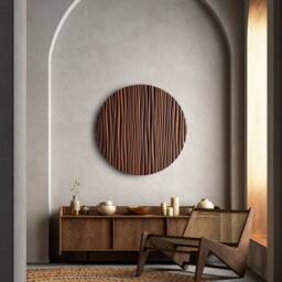 Sound Diffuser, 3D Geometric Wood Wall Art, Circular Acoustic Panel Art, Original Abstract, Minimal Modern Art Work, Mod Home Office Decor - thumbnail 2