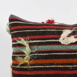 Handmade Turkish Kilim Pillow Embroidered Wool Cushion Cover - 18''x18'' - thumbnail 3