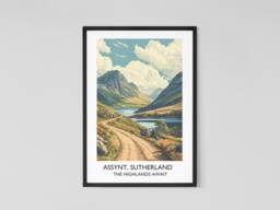 Assynt Nc500 Vintage Travel Poster - Wester Ross Sutherland Print Scottish Art Highlands Wall Home Decor Nature - thumbnail 1