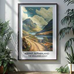 Assynt Nc500 Vintage Travel Poster - Wester Ross Sutherland Print Scottish Art Highlands Wall Home Decor Nature - thumbnail 2