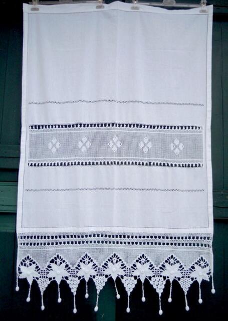 Handmade Crochet Curtain With Lace-Flowers Design Tassels-Cottage Chic-Mediterranean Style-Romantic-Traditional-891-871-851-832-802-786 - image 1