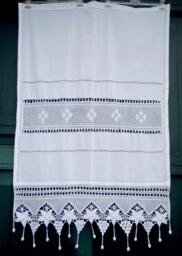 Handmade Crochet Curtain With Lace-Flowers Design Tassels-Cottage Chic-Mediterranean Style-Romantic-Traditional-891-871-851-832-802-786 - thumbnail 1