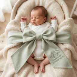Custom New Best Friend Embroidered Newborn Bow Sash, Dog Lover Siblings Swaddle, Name Baby Keepsake, Shower Gift - thumbnail 3