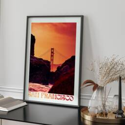 San Francisco Golden Gate Bridge Wall Art Print Modern City Travel Decor Contemporary Living Room Artwork California Home - thumbnail 2