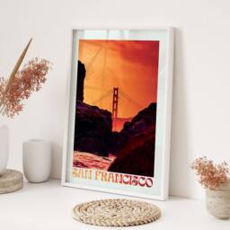 San Francisco Golden Gate Bridge Wall Art Print Modern City Travel Decor Contemporary Living Room Artwork California Home - thumbnail 3