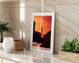 San Francisco Golden Gate Bridge Wall Art Print Modern City Travel Decor Contemporary Living Room Artwork California Home - thumbnail 1