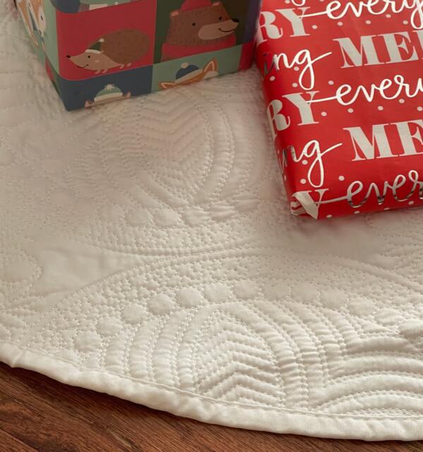 White Quilted Christmas Embroidery Blank, 100% Cotton Tree Skirt Heirloom Keepsake Gift - image 1