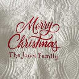 White Quilted Christmas Embroidery Blank, 100% Cotton Tree Skirt Heirloom Keepsake Gift - thumbnail 2