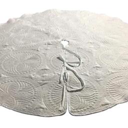 White Quilted Christmas Embroidery Blank, 100% Cotton Tree Skirt Heirloom Keepsake Gift - thumbnail 3