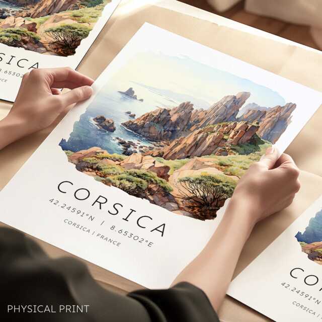Corsica Travel Print, Calanches Of Piana Poster, France Prints, Map Coordinates, Gifts, Wall Decor - image 1