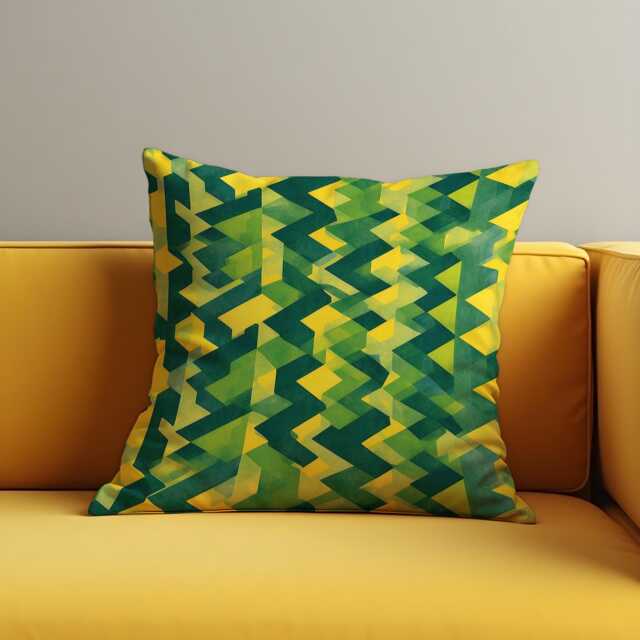Green Geometric Cushion Cover, Zig Zag Pattern Pillow Modern Home Decor - image 1