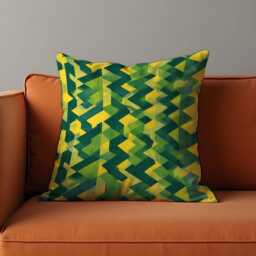Green Geometric Cushion Cover, Zig Zag Pattern Pillow Modern Home Decor - thumbnail 2