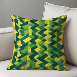 Green Geometric Cushion Cover, Zig Zag Pattern Pillow Modern Home Decor - thumbnail 4