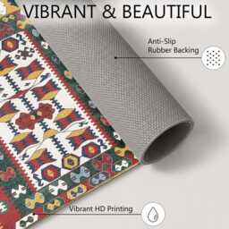 Multicolour Traditional Kilim Geometric Pattern Rug Non-Slip Soft Area Carpet Bedroom Living Room Hallway Mat Decor - Made in UK - thumbnail 4