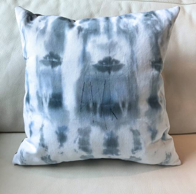 White Denim, Blue & Grey Hand Dyed With Stitch Detail, Style 2 - image 1
