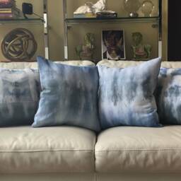 White Denim, Blue & Grey Hand Dyed With Stitch Detail, Style 2 - thumbnail 4