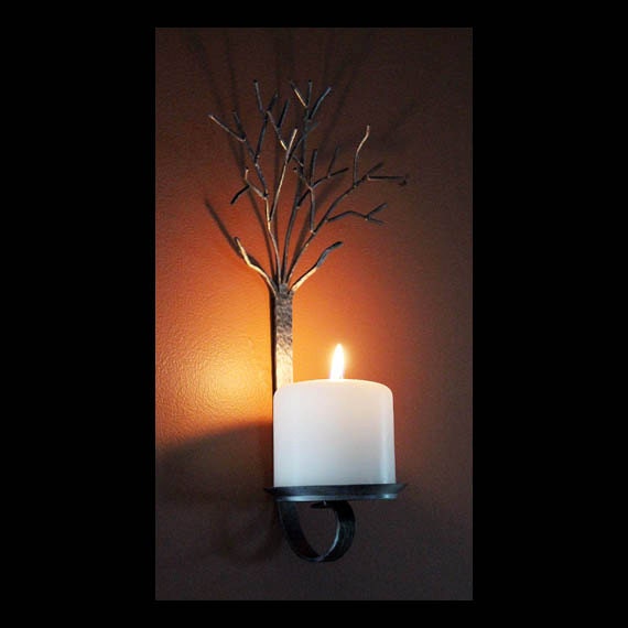 Metal Tree Sclupture Candle Wall Sconce - image 1
