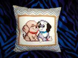 Handmade Embroidered Dog Pillow Kids Room Decor, 16x16 - thumbnail 1
