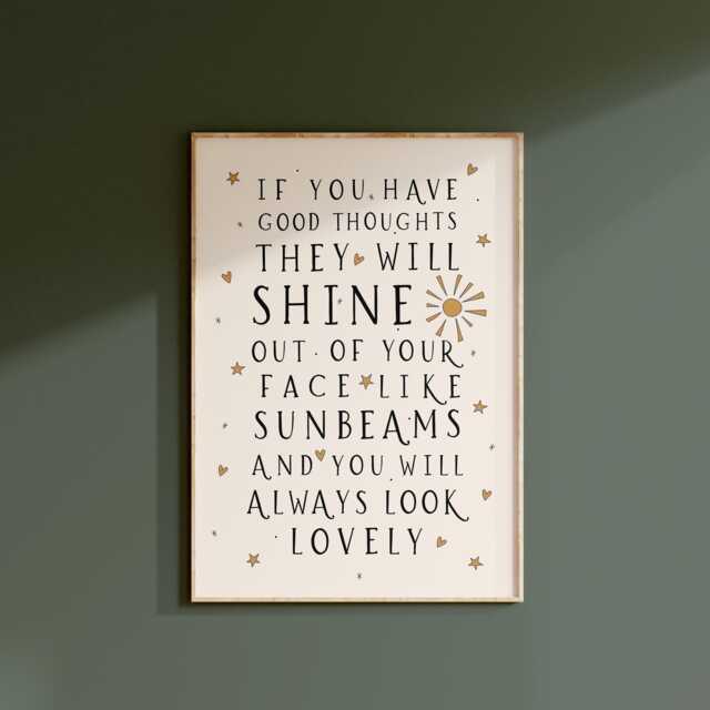 If You Have Good Thoughts, Roald Dahl, Nursery Print, Kids Bedroom, Girl, Boy, Playroom Wall Art, Unframed, A1/A2/A3/A4/A5, Quote Print - image 1