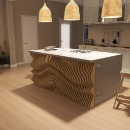 Kitchen Island Development, Kitchen Decoration, Kitchen With A Wave Pattern, Parametric Decoration, Kitchen Metamorphosis - thumbnail 2