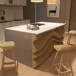 Kitchen Island Development, Kitchen Decoration, Kitchen With A Wave Pattern, Parametric Decoration, Kitchen Metamorphosis - thumbnail 3