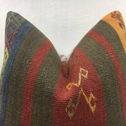 Handwoven Turkish Kilim Pillow Cover, Rustic Home Decor - 16x16 - thumbnail 2