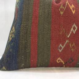 Handwoven Turkish Kilim Pillow Cover, Rustic Home Decor - 16x16 - thumbnail 3