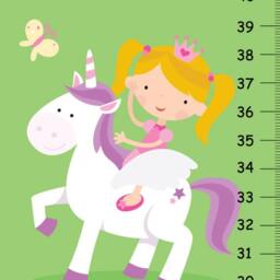 Personalized Girls Height Chart , Fairy Tale Princess Pink Carriage & Palace, Baby Nursery Wall Art - thumbnail 1