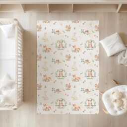 Watercolour Woodland Bear & Animals Rug Carpet, Animals, Decor, Children's Room Decor, Kids Rug, Monochrome Decor - thumbnail 1