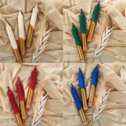 Dip Dye Gold Tall Taper Candles, Dinner Candles, Wedding Candles, Colourful Candles, Pillar Candles, Wedding Table Decor, Blue, Green, Red, White - thumbnail 2