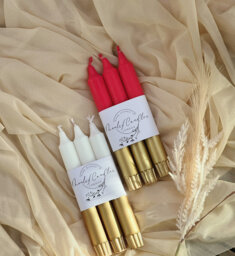 Dip Dye Gold Tall Taper Candles, Dinner Candles, Wedding Candles, Colourful Candles, Pillar Candles, Wedding Table Decor, Blue, Green, Red, White - thumbnail 1