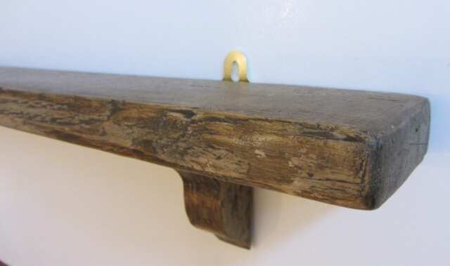 Rustic Reclaimed Plank Wood Shelf With Antique Brown Natural Beeswax - image 1